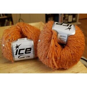 Wool lurex acrylic sequin yarn Ice yarns orange sequin lurex yarn@153yds 2skeins